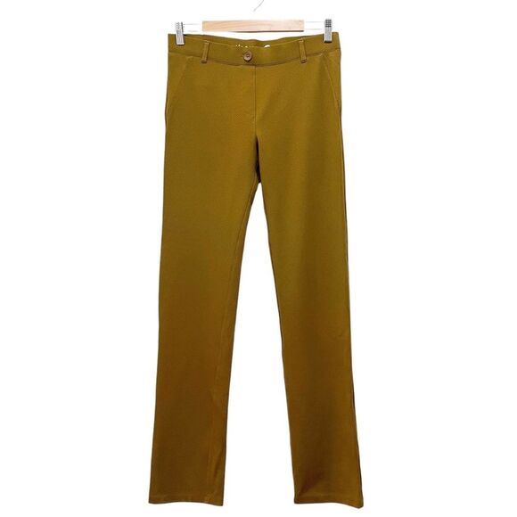 Betabrand Straight-Leg Classic Dress Pant Yoga Pant Toffee Polka Dot Size Medium - Picture 2 of 10